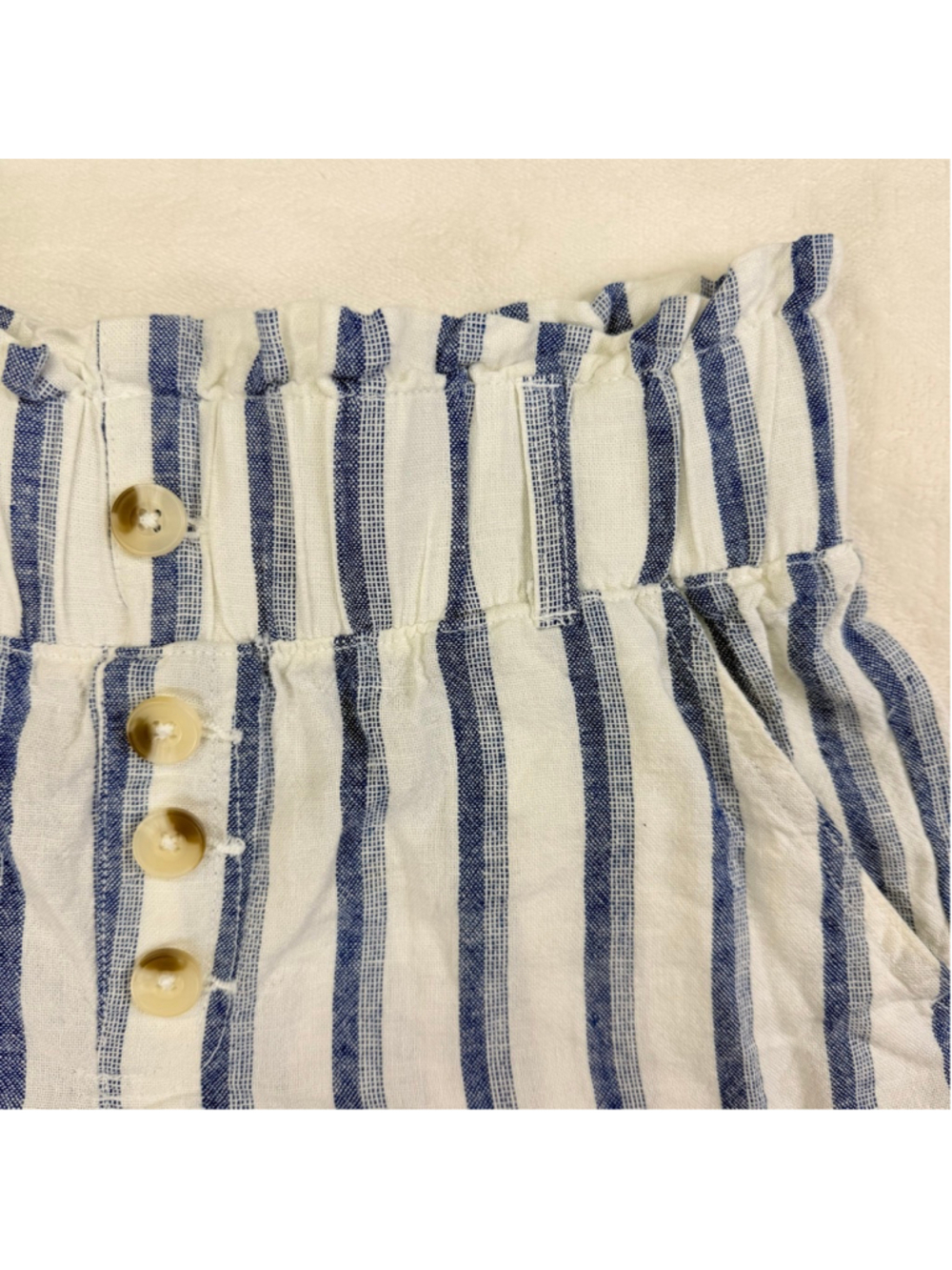 Women's Rewash High Waist Striped Shorts Medium White Blue - Picture 2 of 11